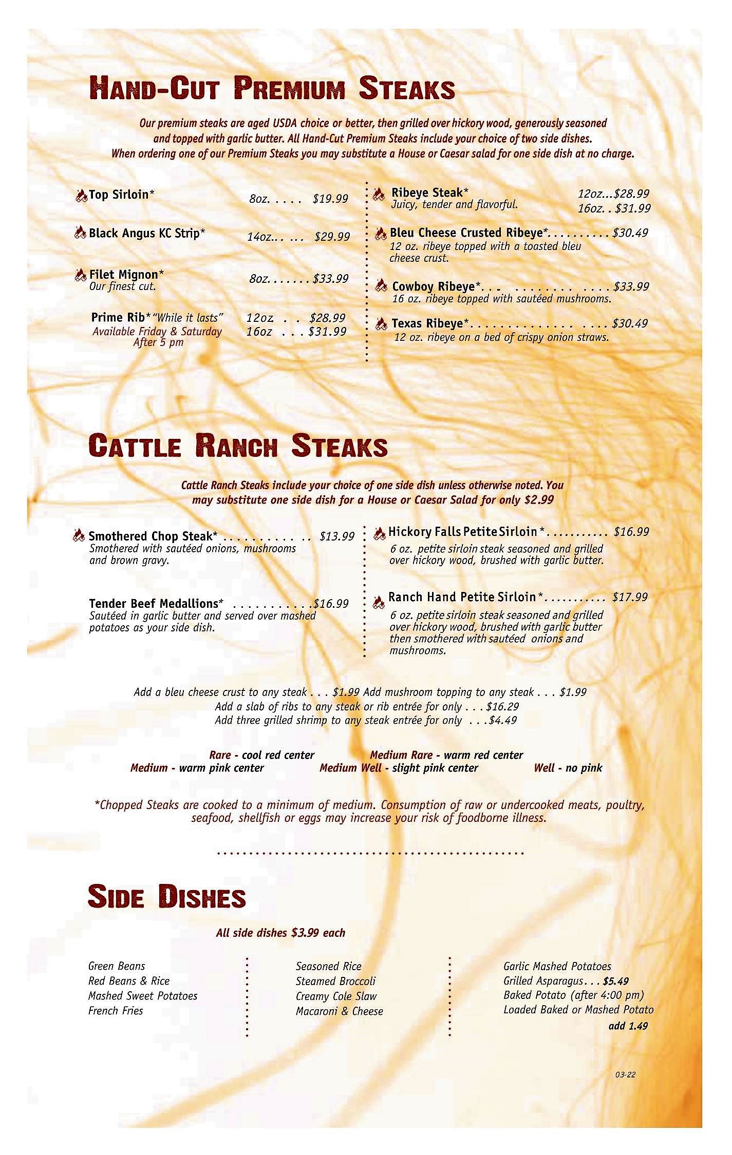 Hickory Falls WoodFired Grille & Bar Dining Menu